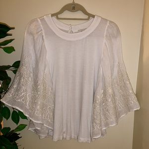 Anthropologie (Eri + Ali) White Embroidered Blouse